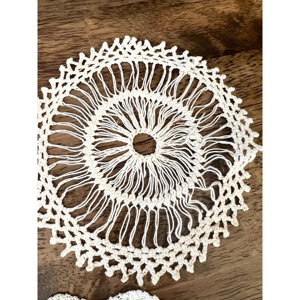 Three unique vintage doilies crochet work Grannycore Cottagecore artisan‎